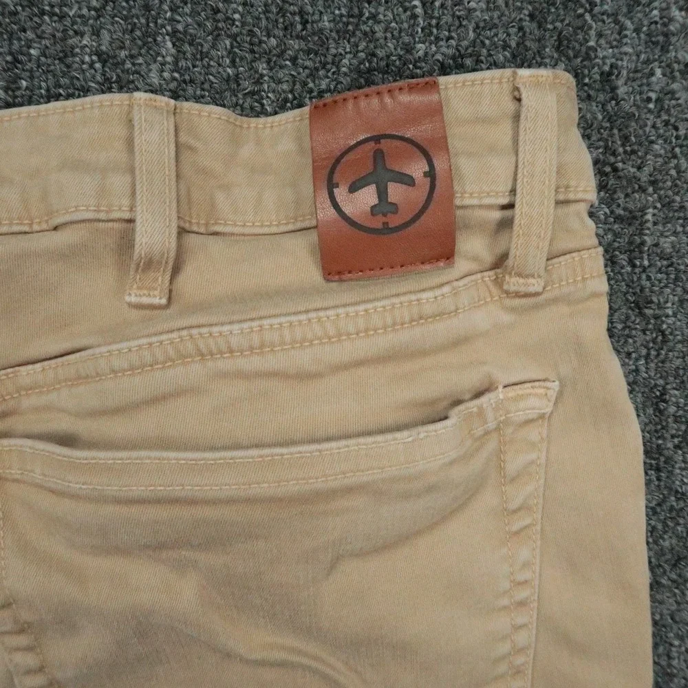 Aviator Pants Mens 40x30 Beige Straight Fit 5 Pocket Zip Chino Travel